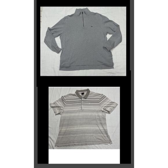 Lacoste 1/4 Zipper Mens Sweatshirt Size 7-8 3XL Polo Shirt Long Sleeve Lot Of 2 - Picture 1 of 16